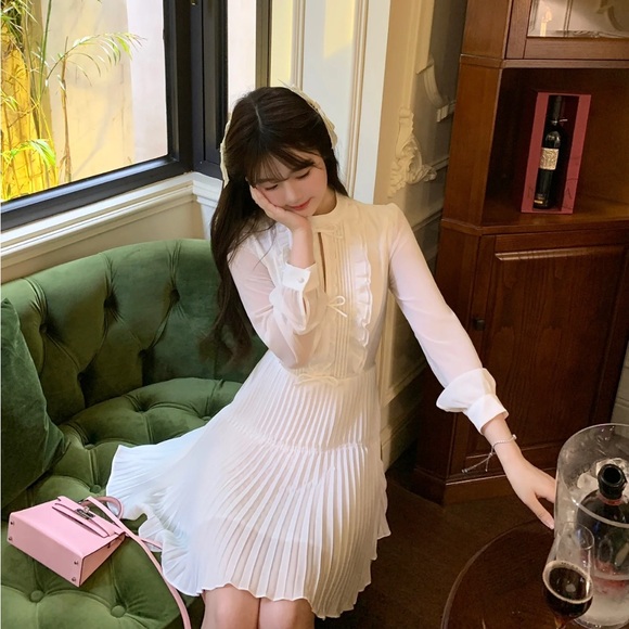 Self Portrait ruffled-bib flare mini dress - Picture 3 of 10